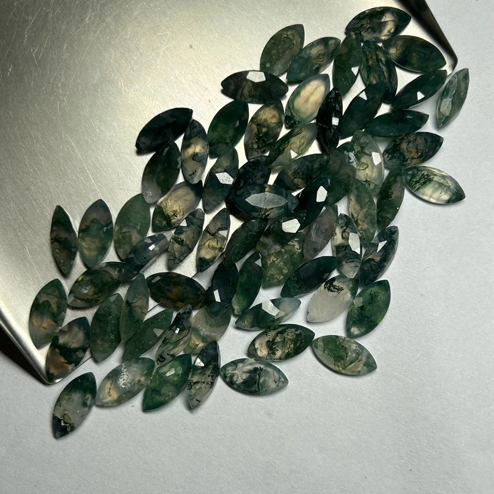 Natual Marquise Cut 1.5x3mm 6x12mm Green Moss Agate Stone