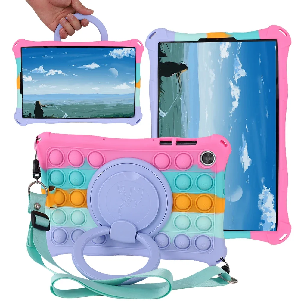 Silicon Tablet Cover com Suporte Rotativo para Crianças Estojos para Lenovo Tab M10 Fhd Plus 10.3 Tb-x606f x ° X306f x