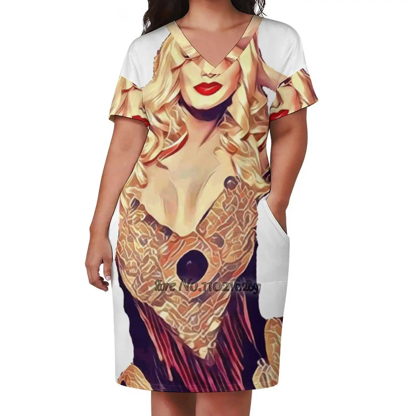 Queen Jinkx Monsoon Gonna Manica Corta Con Scollo A V Gonne Sottili Abito Moda Elegante Allentato 5Xl Jinkx Monsoon Winner Drag Drag Queen