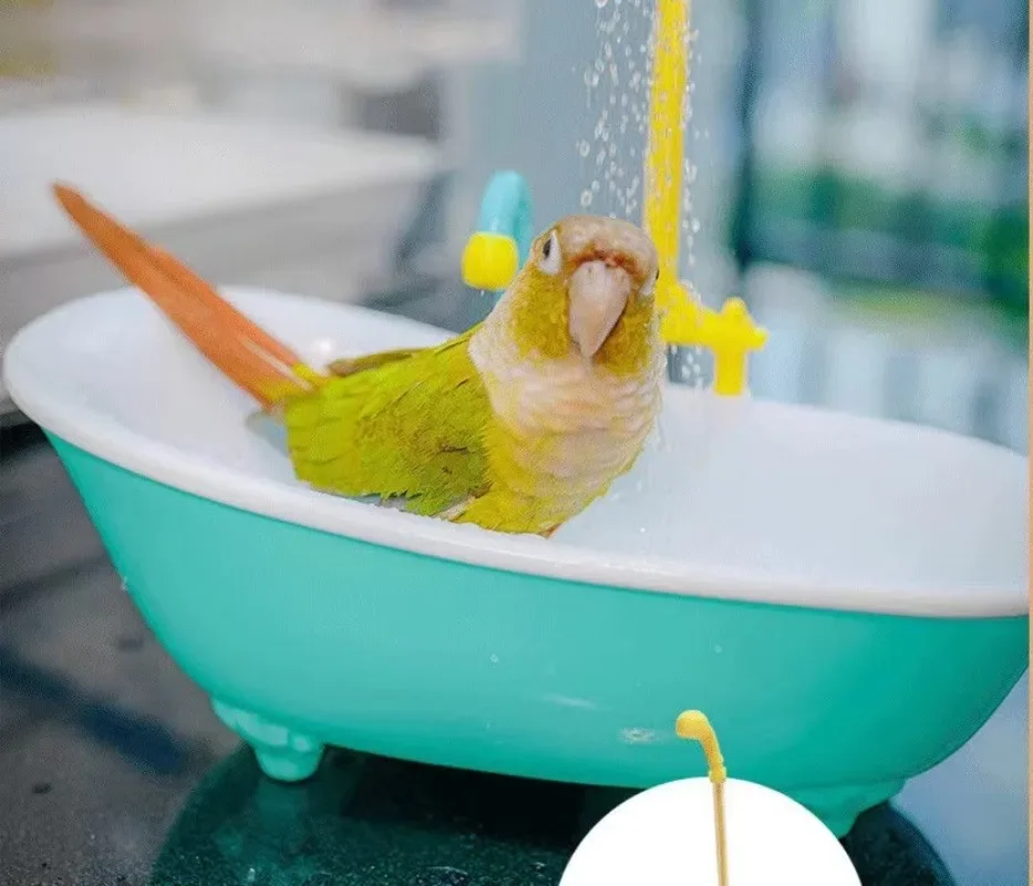 Bird bath Parrot Shower Bird Bath Cage Automatic Parrot Shower Bowl Birds Accessories Toy Bird Bathtub