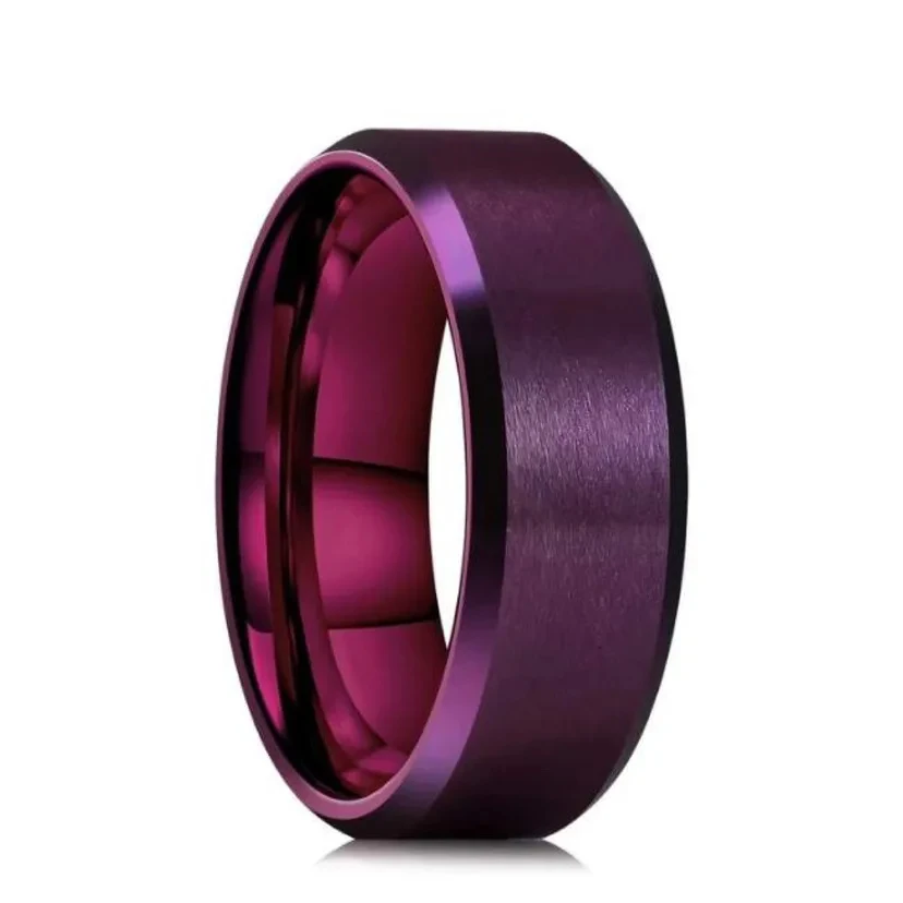 8mm Tungsten Mens Ring Surface Brushed Stainless Steel Ring for Women Wedding Band Couples Jewelry Accessories 6 Colors tungsten ring