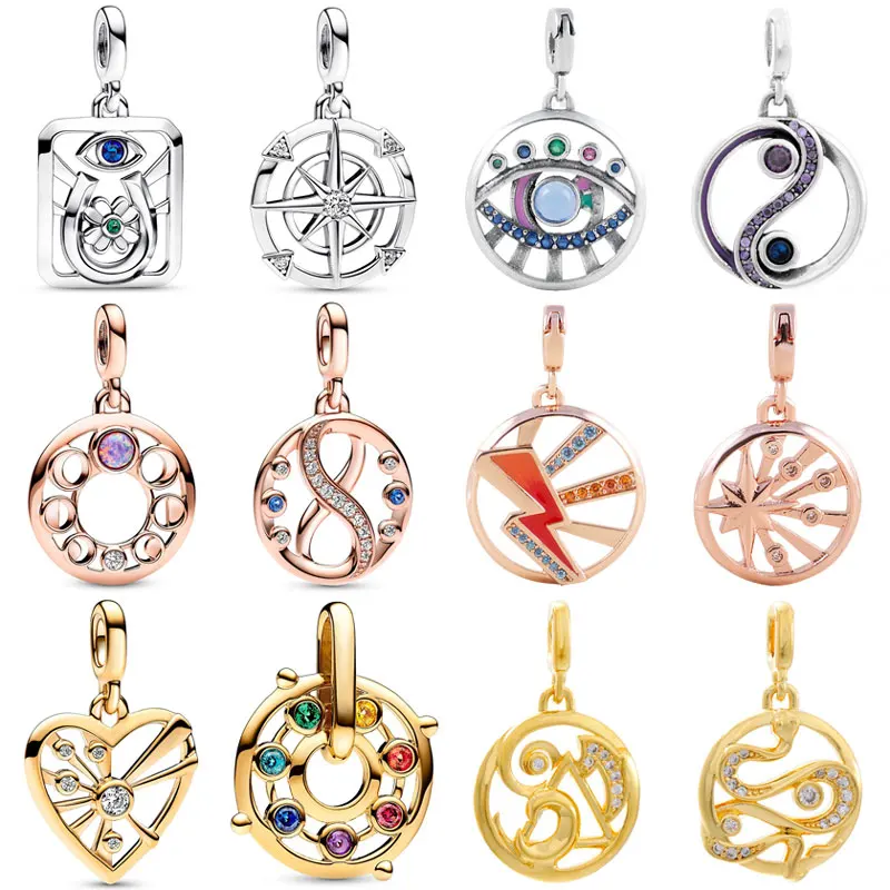 

Me Heart & Rays Infinity Symbol Tarot Card Compass Medallion Pendant Bead 925 Sterling Silver Charm Fit Popular Bracelet Jewelry