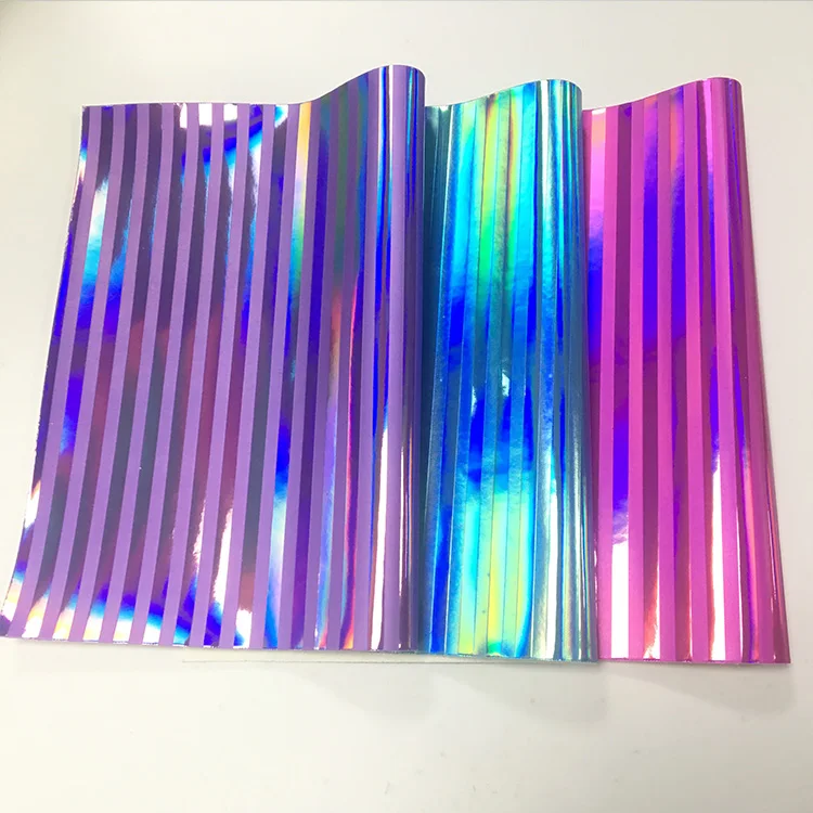 

30x135cm Stripes/Stone Texture Embossed PU Holographic Mirror Laser Faux Leather Fabric Sheet for Making DIY Decoration