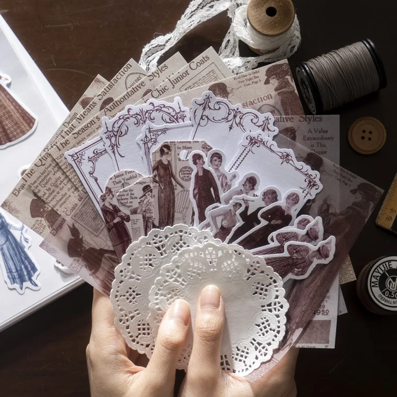

45pcs/lot Memo Pads Material Paper American figures Junk Journal Scrapbooking Cards Retro Background Decoration Paper