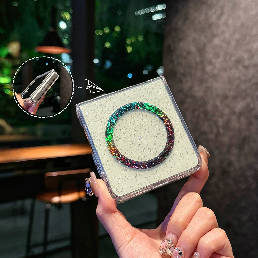 Glitter Stars Magnetic Shockproof Transparent Case with Wireless Charging Compatibility