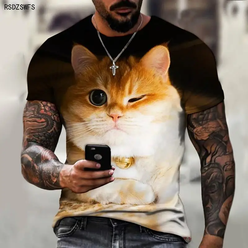 Animal World Cute Cats And Dogs Real 3D Printed Patterns Men's