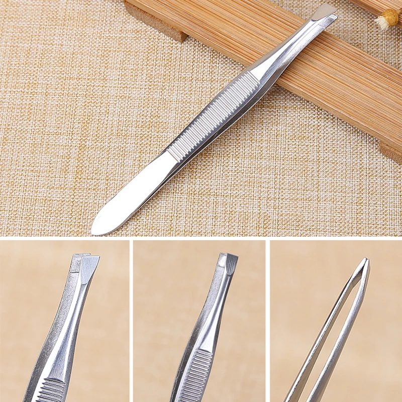 Eyebrow Tweezers 2Pcs/Set Professional Stainless Steel Hair Removal Clip Face Hair Remover Makeup Tool