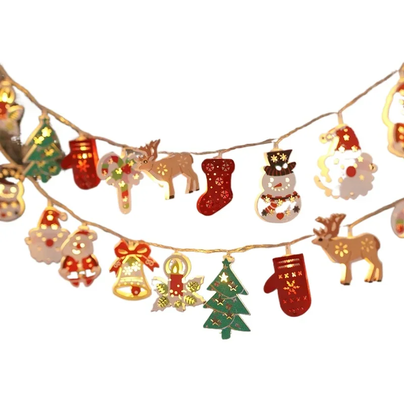 Christmas Deer Snowflake LED String Lights Battery Powered Fairy Lights Xmas Battery-operated Ornament Decoration Gift New Year