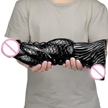 37*9.5CM Huge Black Monster Dildo Realistic Animal Penis Soft Anal Toys for Gay Men with Suction Cup Big Dick 18+ Adult Sex Toys 2
