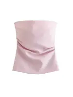 Strapless Draped Bustier Tops for Women, Straight Neck, Back Zipper, Female Camis, Fashion - Image 6