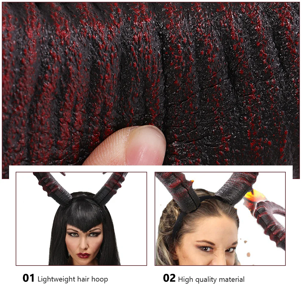 Horn Headpiece Women Horn Headdress Headwear Halloween Carnival Cosplay Party Costume Headpiece Party Photo Props Hairband 2