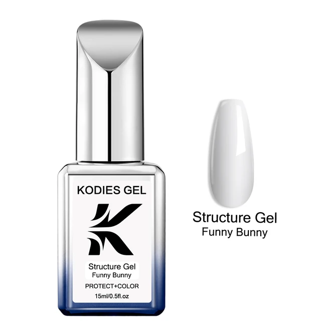 KODIES GEL Structure Gel Funny Bunny Rubber Base Gel Nail Polish 15ML Semi Permanent UV Soak Off Milky White Gellak for Manicure 5
