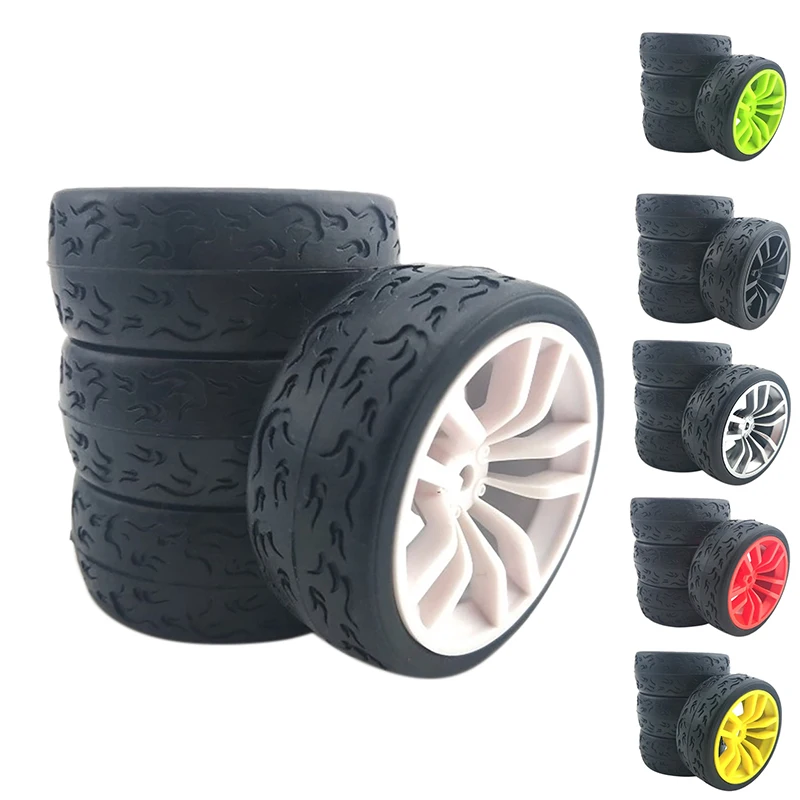 

4PCS 12Mm Hex 66Mm RC Car Rubber Tires Wheel Rim For 1/10 RC Car Upgrade Parts Accessories For 1/10 Model Flat Running