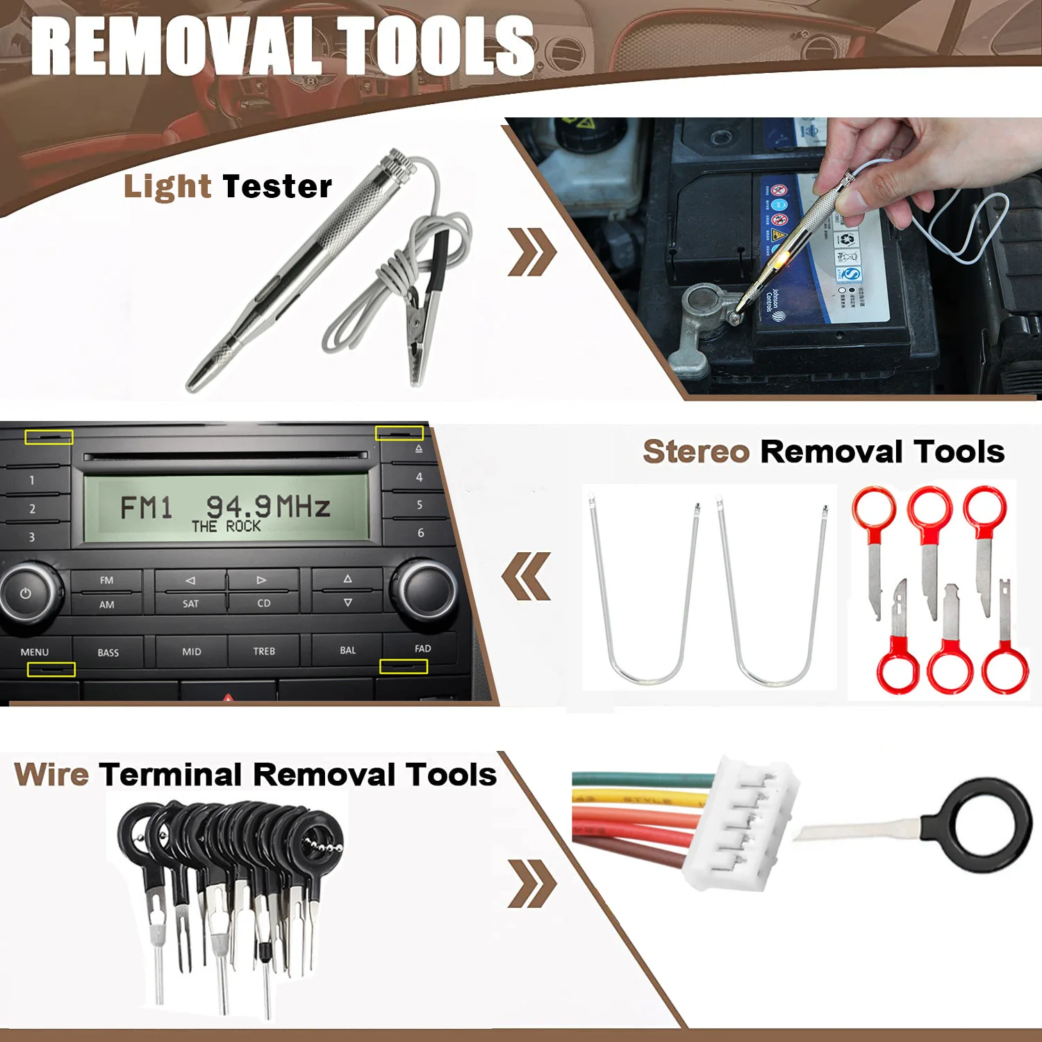 Kit Di 13 Strumenti Per Rimozione Rivestimenti Auto | Leve In PP E Acciaio Per Pannelli Portiera E Cruscotto | Set Attrezzi Per Installazione Auto | Rosso E Nero