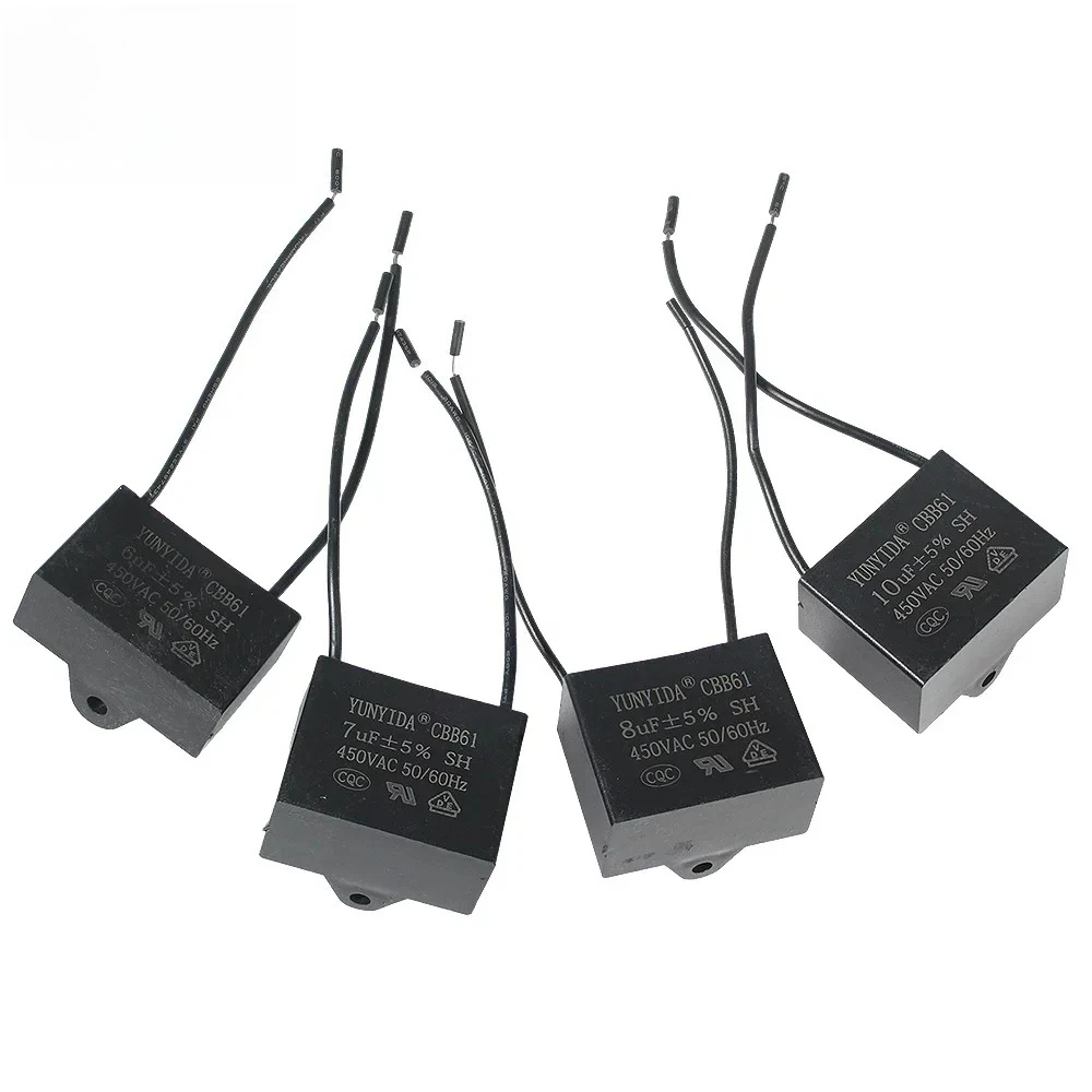 1/5PCS CBB61 Capacitors 450V Fan Starting Capacitors 0.8-10UF Run Capacitors CBB for Fan Motors Electrical Equipment
