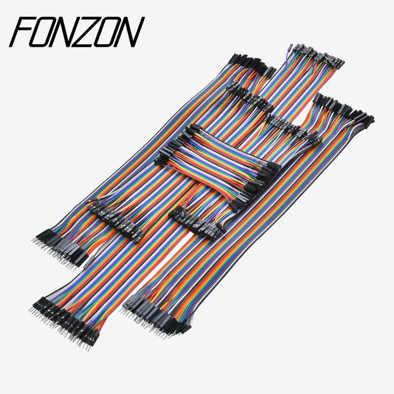 Assorted Multicolored Jumper Wire Kit - Female to Male Dupont Ribbon Cables, 10-40cm Length Options