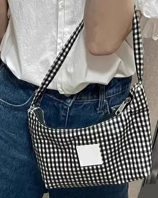 2024 New South korea   Candy Color New Plaid Pattern Mother Plaid One Shoulder Underarm Bag Waterproof All-match...