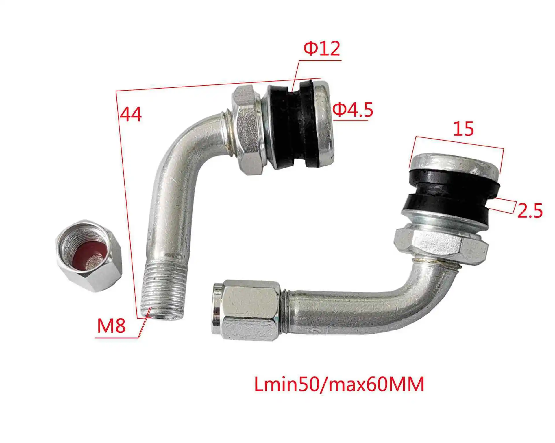 2pcs Motorcycle Valve Stem 90 Degree Angle Adapter Wheel Tire Tubeless Valve Stems Caps Auto Accessories Wheels Tires & Parts
