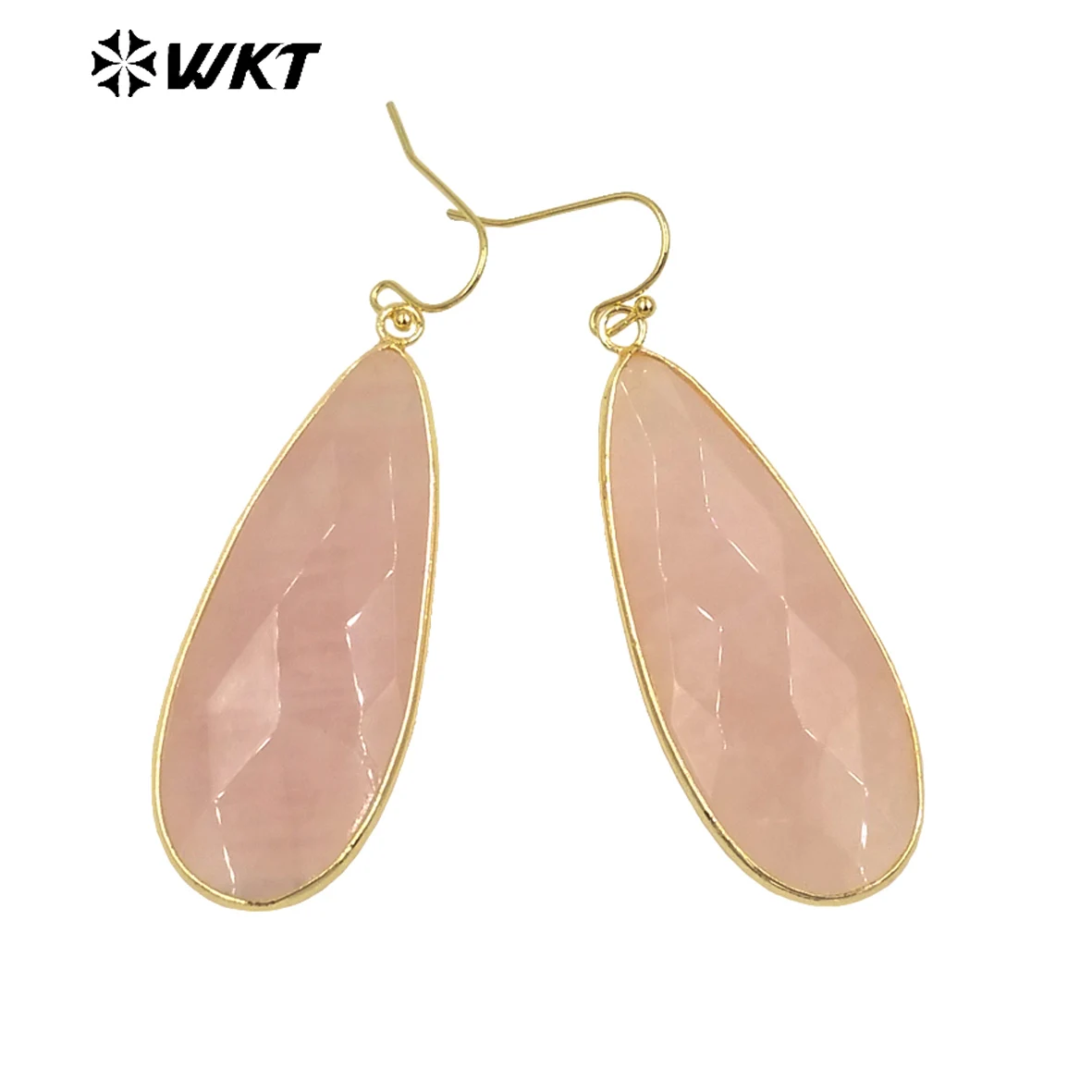 

WT-E662 WKT New Natural Pink Crystal Earrings Long Drop Ear Hook Style Earrings Women Jewelry Birthday Gift Wholesale