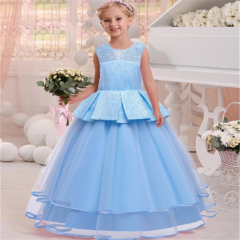 

New Year Christmas Lace Bridesmaid Dresses For Girls Elegant Flower Girl Dress Wedding Prom Gown Children Communion Vestidos