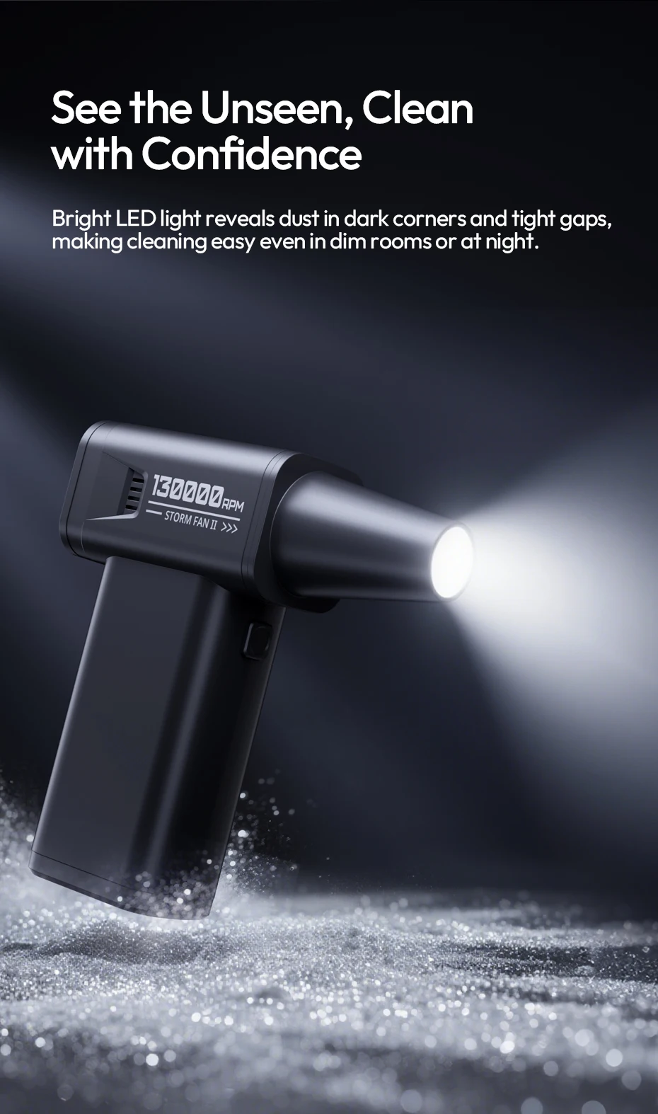 AD02 STORM Electric Air Duster II 130,000 RPM Max for Camera Smartphone Cleaning