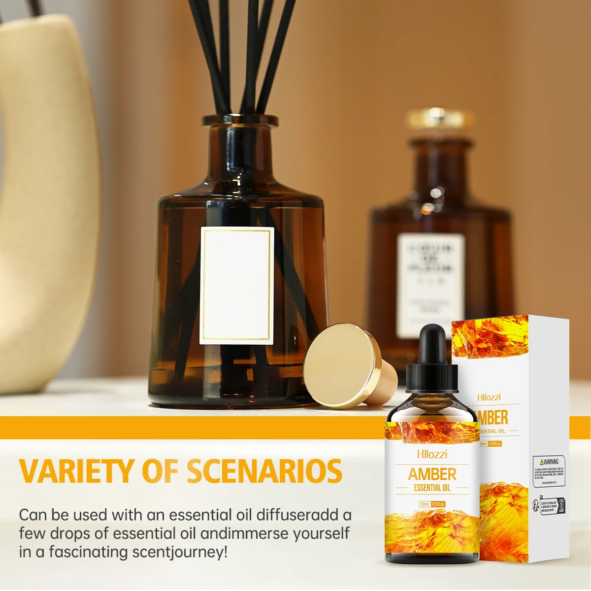 Amber Essential Oil for Relaxation and Better Sleep, Calming Scent for Stress Relief, Aromatherapy Diffuser, Meditation, Massage S35af892e1d274236a812b0dc6e515967E