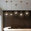 Modern Glass Ball Pendant Lighting Fixture Golden Ring Kitchen Dining Room Bedside Hanging Lamps Luminaire Suspension Lights 2