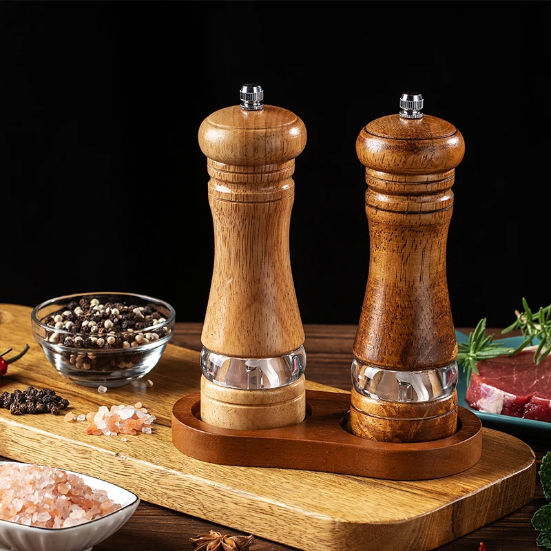 Adjustable Manual Pepper Grinder Wooden Salt & Pepper Mill With Ceramic Grinder