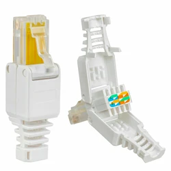 High-Performance Tool-less Portable Ethernet Cable Connector Plug - White
