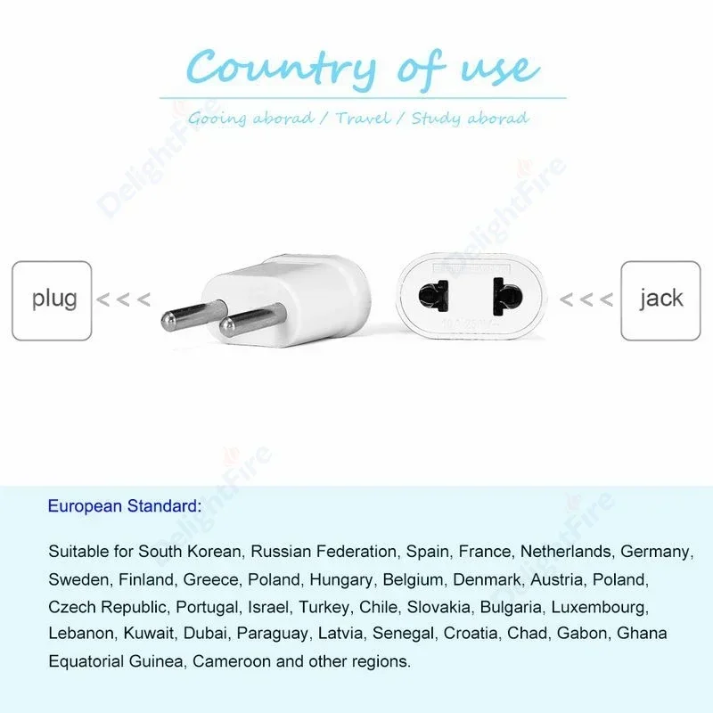 Plug Adapter White US AU To EU European KR 2 Pin American Euro Travel Power Adapter AC Converter Electric Plug Outlet Socket CE