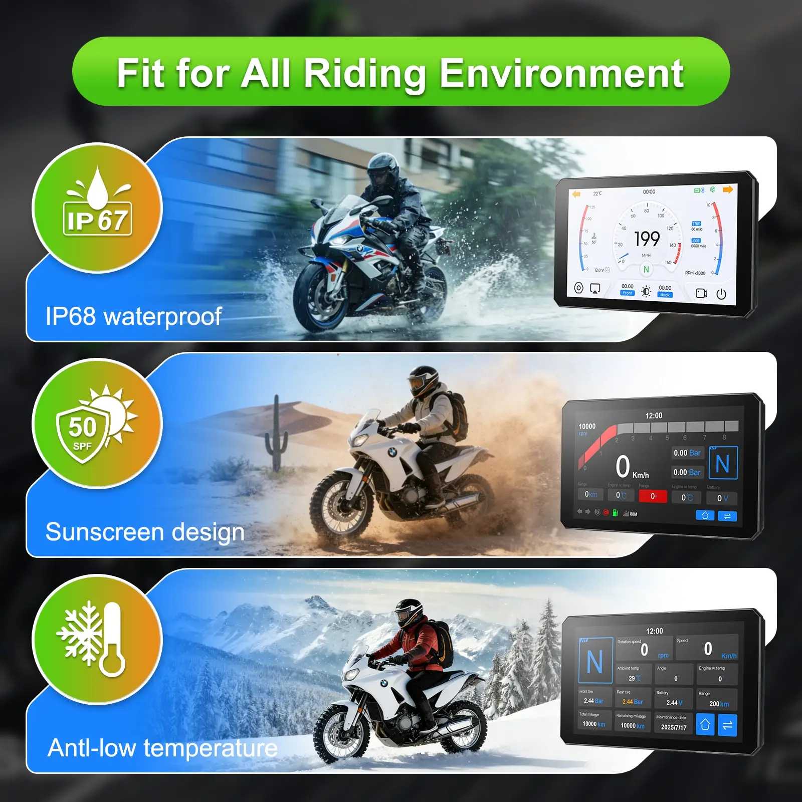 B7 MAX BMW R1200 R1250GS S1000 M1000 XR 휴대용 오토바이 네비게이터 CarPlay 안드로이드 자동 터치 야외 방수 선스크린