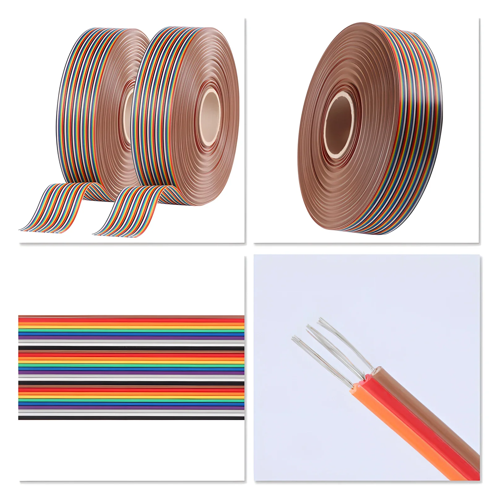 1M 10P/16P/20P DuPont Cable 1.27mm PITCH 28AWG Pure Copper Core Flat Ribbon Cable Rainbow DuPont Wire FC Dupont Connector