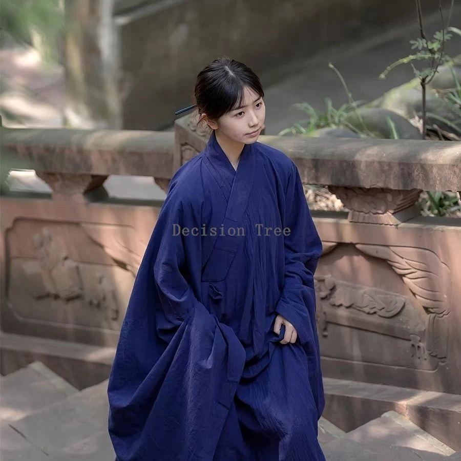 용수철 여름 사이즈 소매 코튼 대마 도교 로브, 남녀공용 전통 경사 도자 로브, 타이지 레이용, 2024