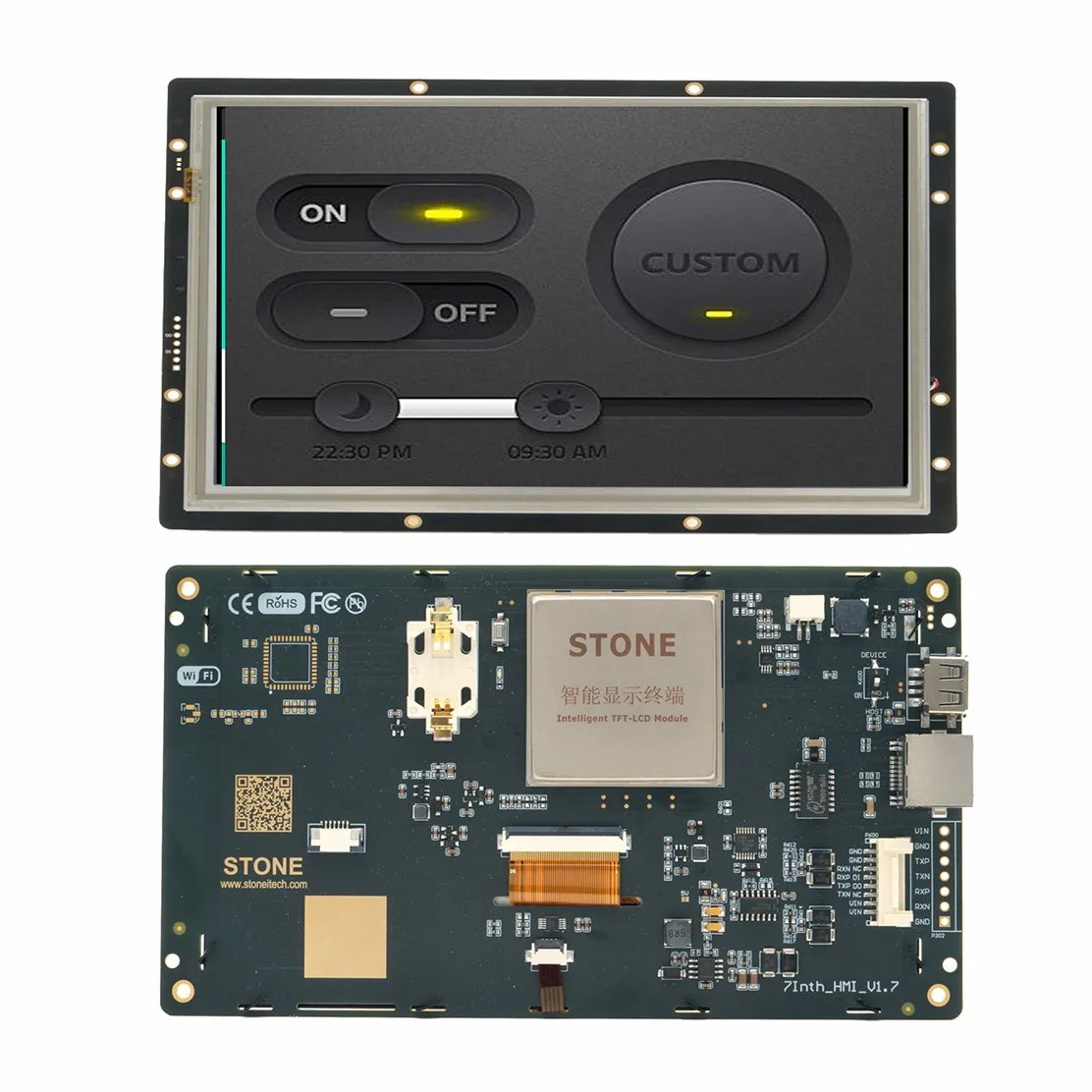 

SCBRHMI Display STWI070WT-01 - 7.0" HMI Intelligent Resistive Touch Panel Board UART TFT LCD Module Work with Arduino ESP32