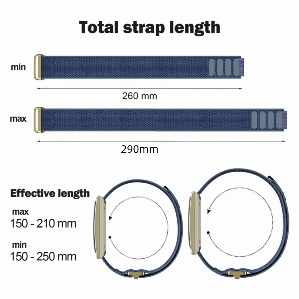 Breathable Nylon Sport Band - Adjustable Fitness Tracker Strap, 22mm Replacement Wristband