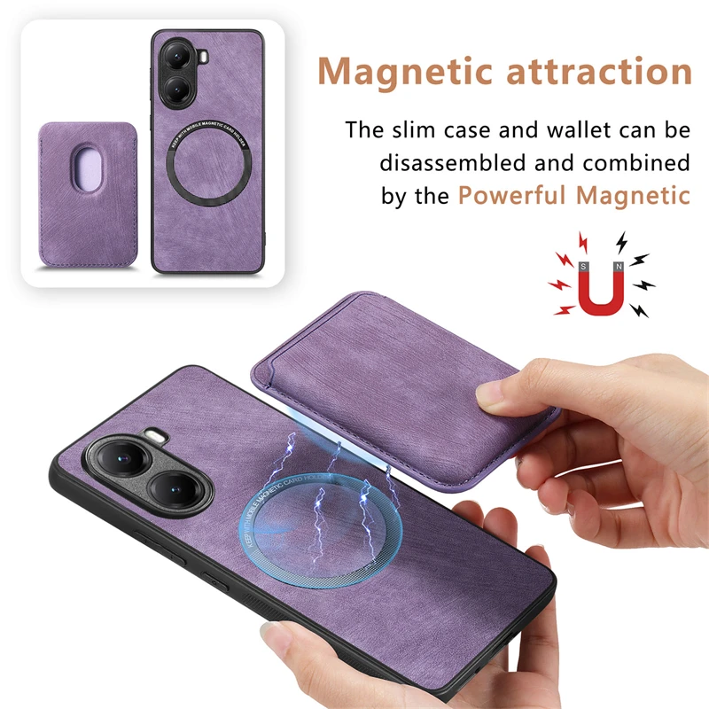 Premium Detachable Magnetic Card Slot Leather Wallet Case with Shockproof Cover