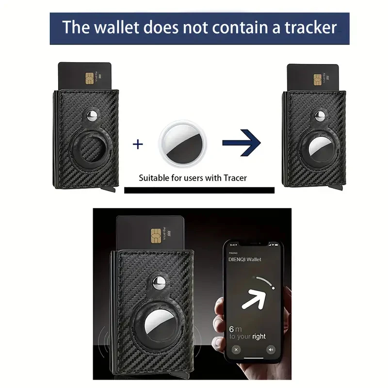 남성용 탄소 섬유 RFID 차단 지갑, 미니멀리스트 프론트 포켓 지갑, 신용카드 홀더