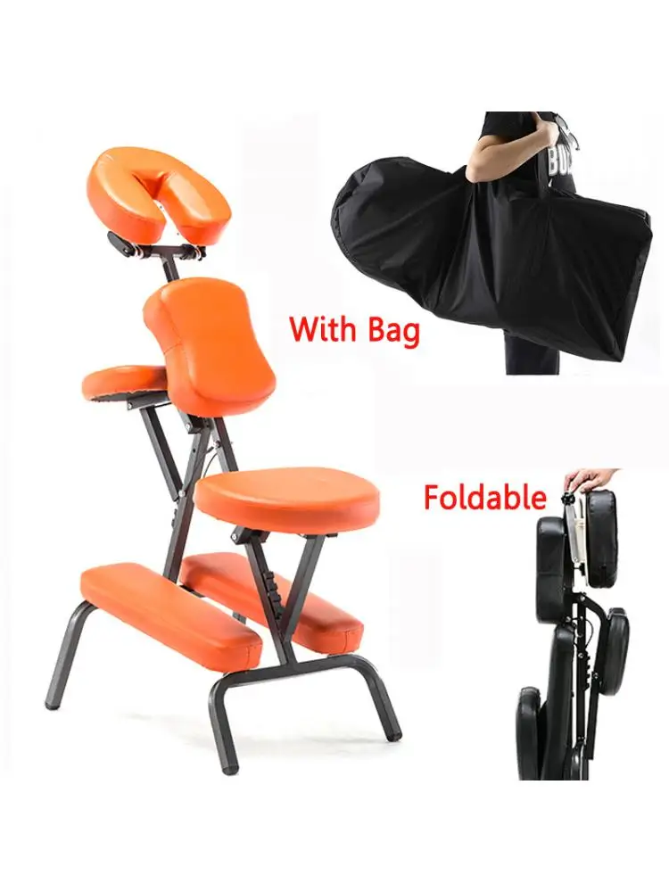 Portable Leather Pad Massage Chair Folding Adjustable Tattoo Scraping Chair With Armrest High Quality Beauty Bed with bag