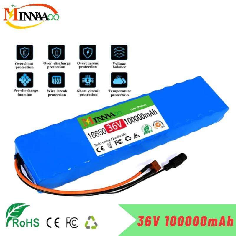 

36V 100Ah 10S3P 18650 Lithium Battery Pack 100 Watt 20A BMS T XT60 Plug for Xiaomi Mijia M365 Electric Bicycle Scooter