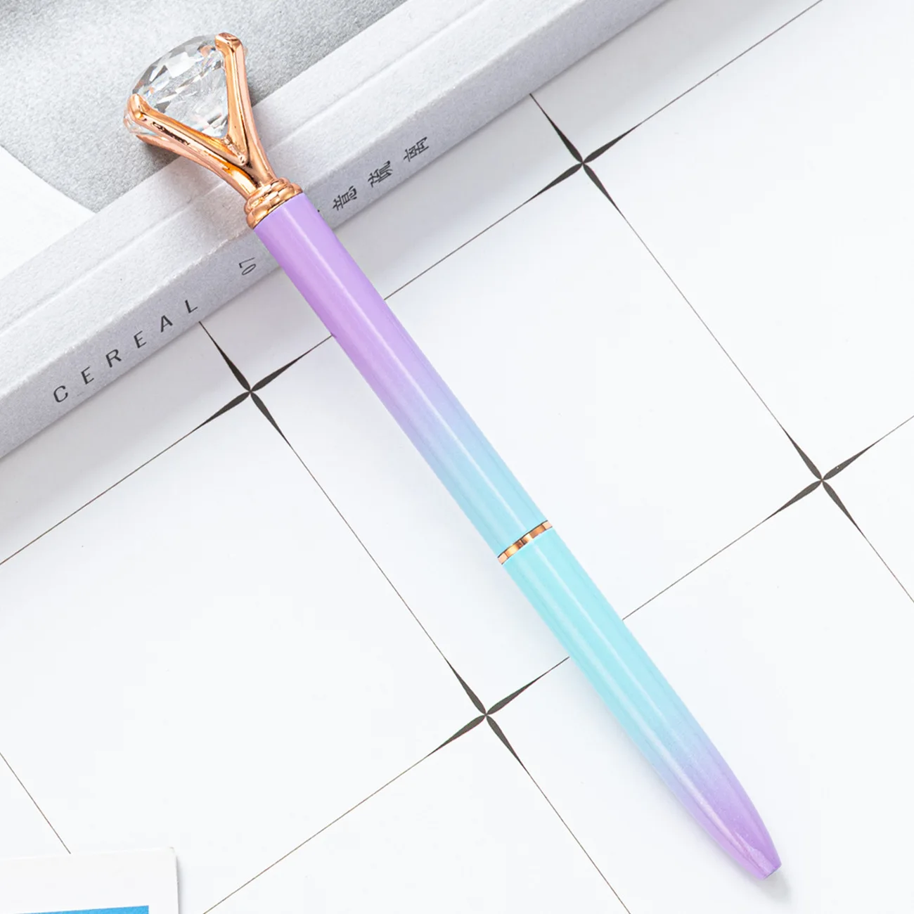 

1PCS Large Diamond Crystal Pen Ballpoint Student Stationery Office Business Gifts 1.0mm Metal Nib Rhinestone Ball Point