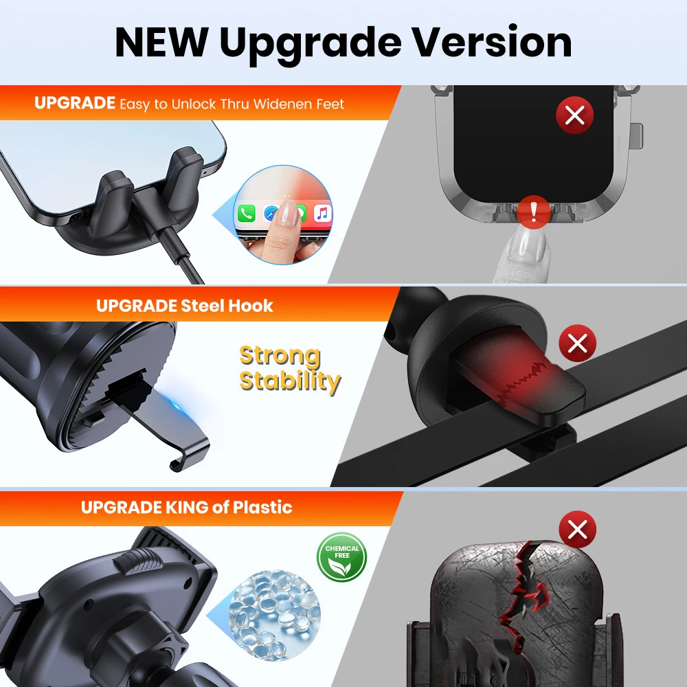 Car Phone Holder Mount for Vent Military Sturdy Metal Clip Air Vent Phone Holder