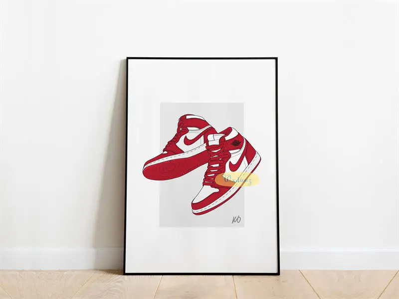 thumbnail image 1 of Póster de zapatillas de deporte de marca de fama mundial para sala de estar, pintura en lienzo moderna, arte para el hogar, decoración de pared, imágenes estéticas, regalos, 1 of 5