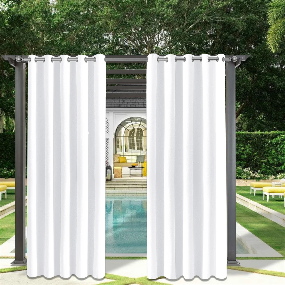 180cm Wide Large Patio Pergola Blackout Curtains Outdoor Waterproof Windproof Window Drapes Home Thermal Insulated Curtain Decor