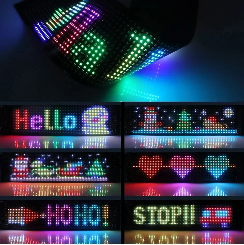 2 in 1 LED Matrix Pixel Panel Display Screen Flexible RGB Car Graffiti Scrolling Text Animation Shop Reminder Light Bluetooth led display light,led panel,led light