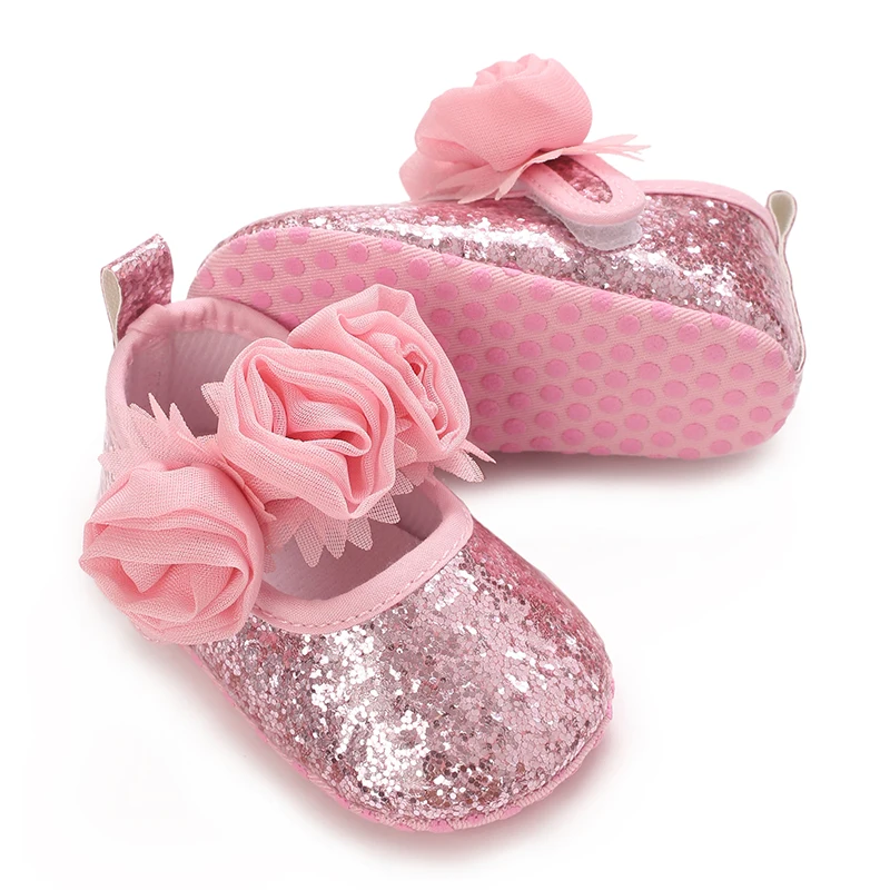 Pink Soft Sole Princess Shoes for Baby Girls - Ideal for Formal Events and Parties