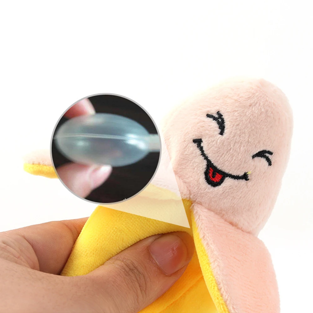Squeaky Plush Banana Interactive Dog Toy Durable Puppy Chew Toys Creative Fruit Shaped Dog Toy with Cute Face Design 4