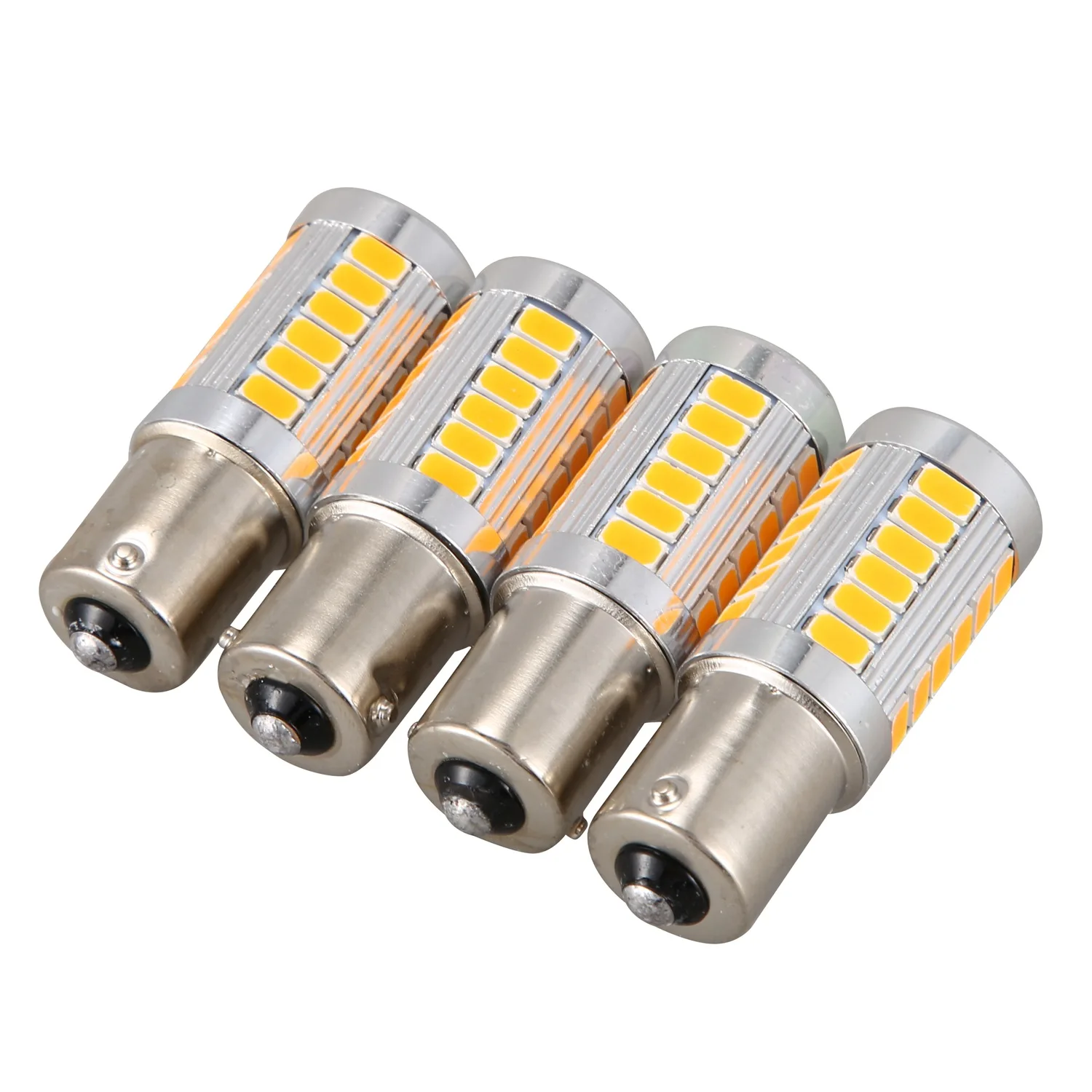 

4 шт., Автомобильные светодиодные лампы 1156PY BAU15S PY21W 33SMD