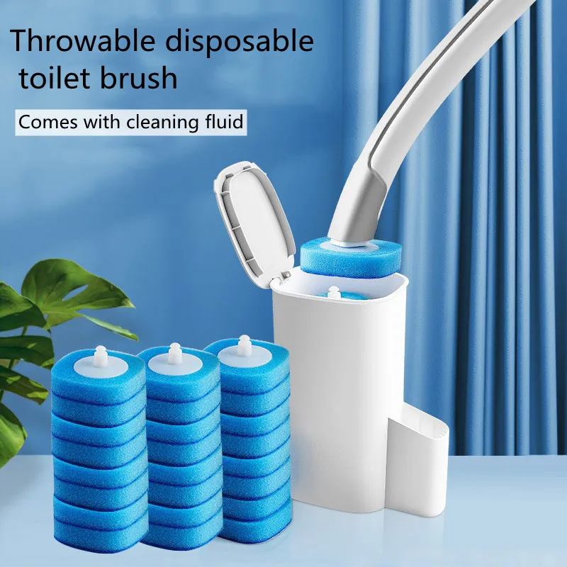 Hot Sale Disposable toilet brush cleaner with long handle bathroom cleaning brush with replaceable brush head toilet accessories