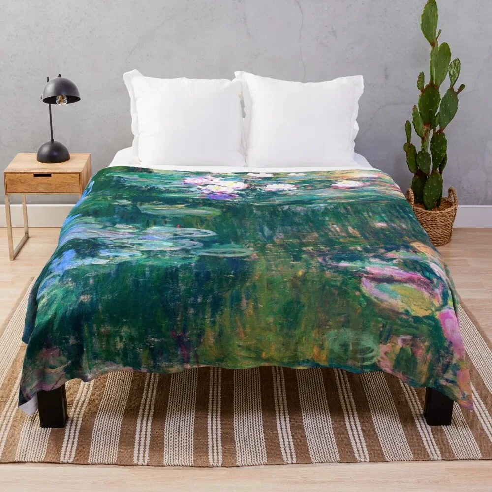 

Water Lilies monet Throw Blanket Moving Travel Soft Big fluffy Blankets