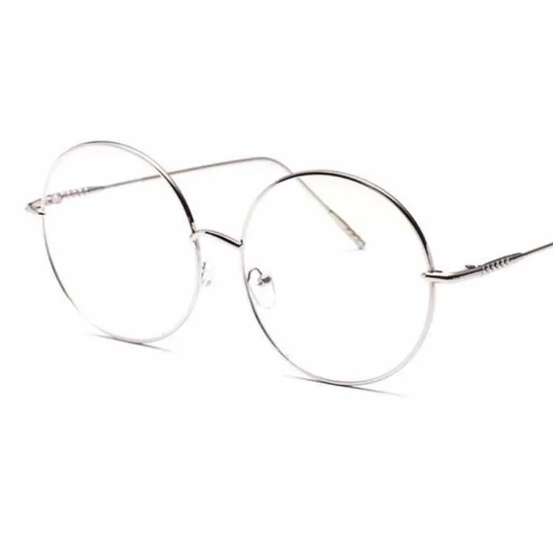 Occhiali da lettura oversize rotondi in metallo con filtro per